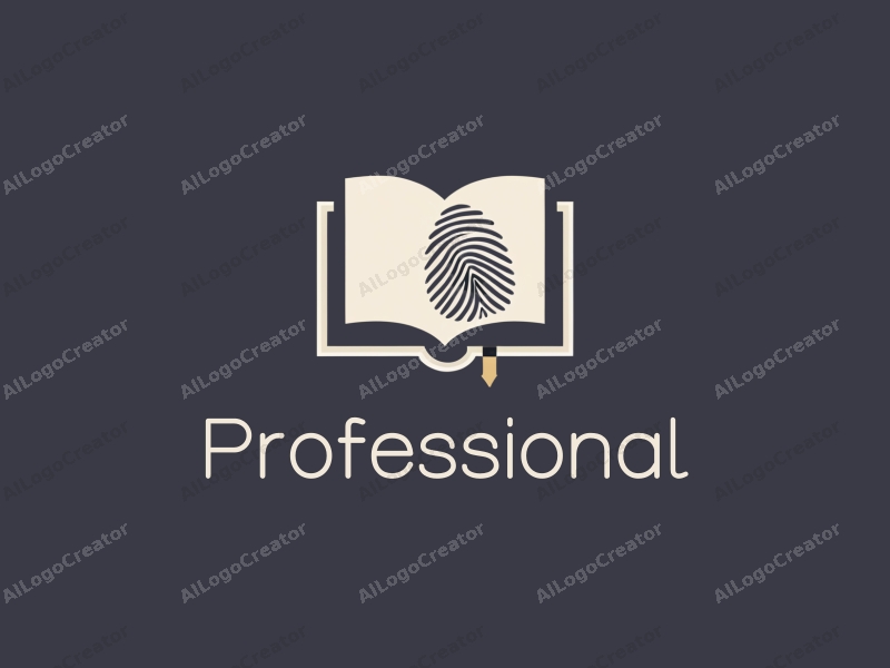 modern design features a stylized book and a fingerprint, combined with a clean background and a professional, certified look.