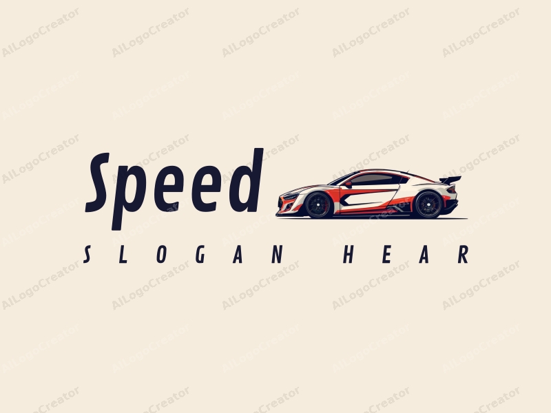 a modern design featuring dynamic lines representing speed, a stylized racing car silhouette, and an abstract engine shape, combined with a clean background.