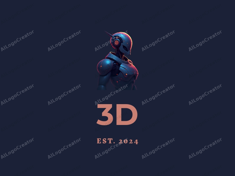 a modern sci-fi design featuring a 3D robot with vibrant multicolored visual effects, incorporating cyberpunk elements, set against a clean and simple background.