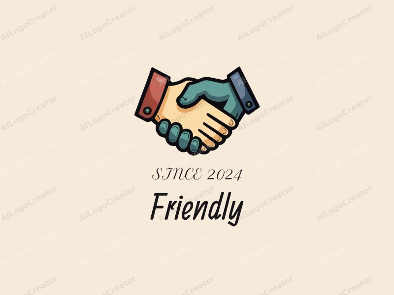 playful design features a stylized book and a handshake, combined with a clean background, emphasizing friendship and community in an educational and social context.