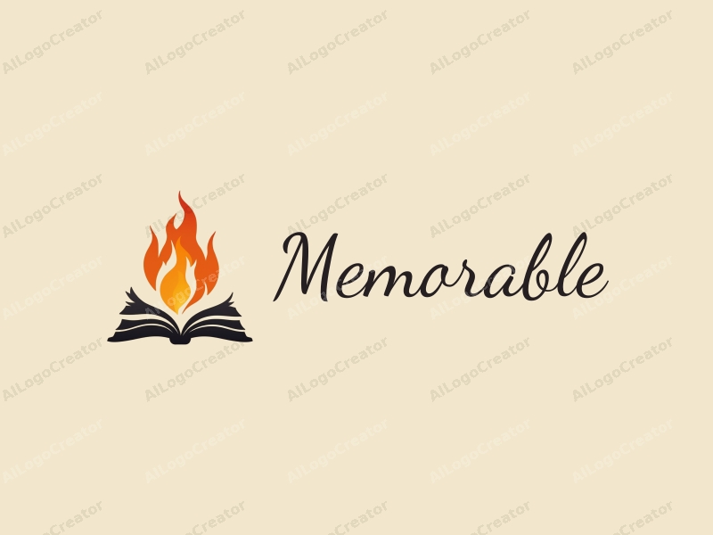 playful design features a stylized book with flames rising from it, incorporating iconic symbols of memories, combined with a clean background.