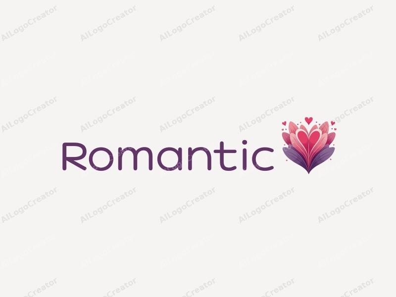 playful design features whimsical petals and heart shapes, combined with a vibrant pink and purple color palette, set against a clean background.