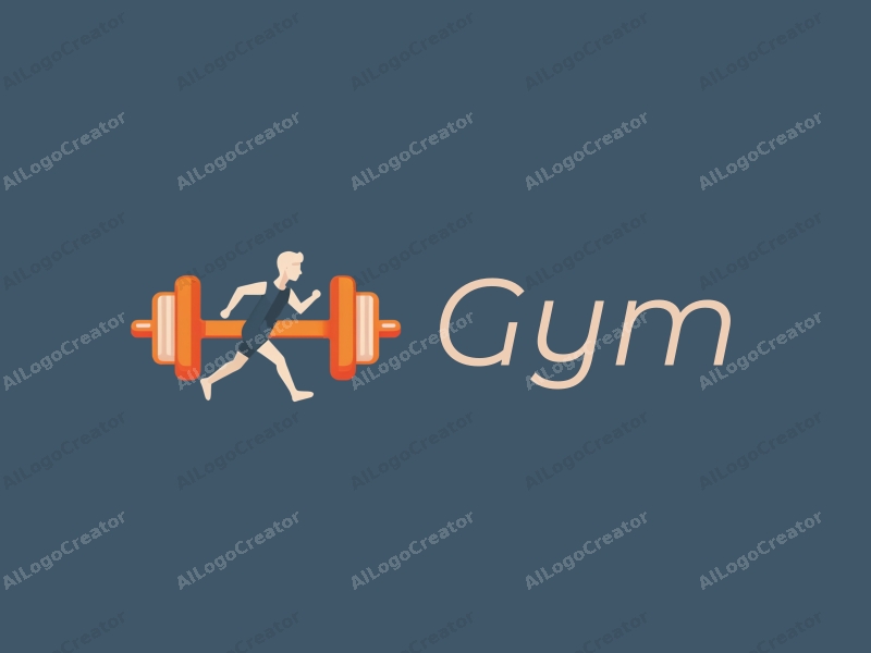 modern design features a stylized dumbbell and a dynamic runner silhouette, combined with a clean background and a harmonious layout.