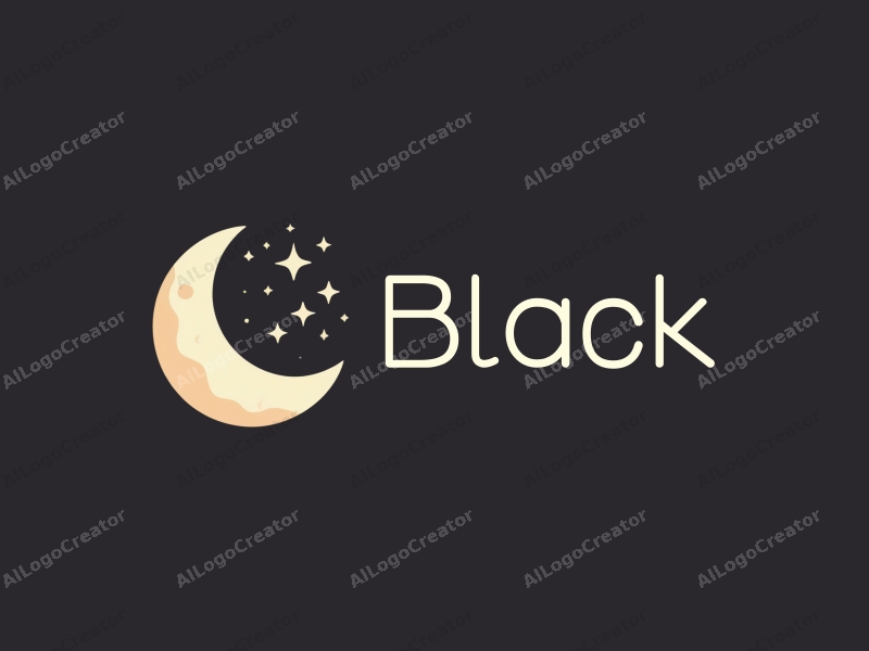 minimalist design features a stylized moon and stars against a black night sky, combined with a clean and simple layout.