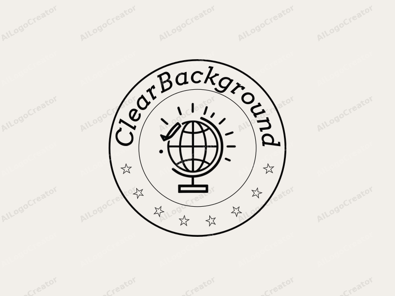 minimalist design features a stylized globe and a computer mouse, combined with a clean background and a modern aesthetic.