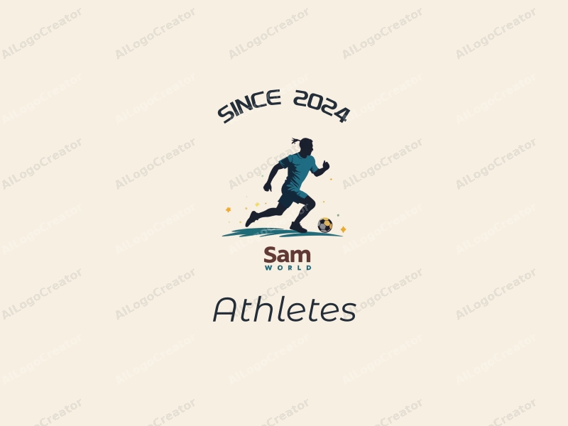 modern design features a dynamic athlete in motion, a stylized player silhouette, and a trophy, combined with a clean background and a harmonious composition.