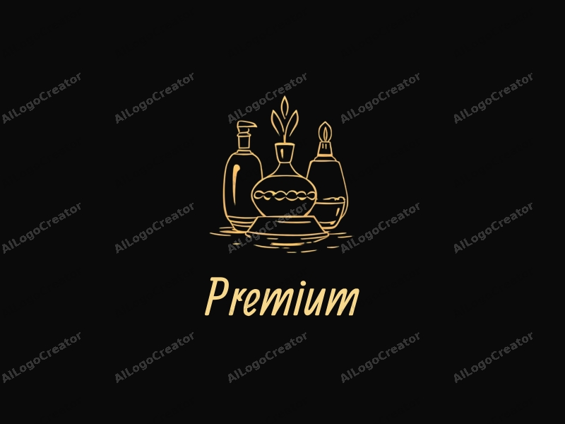 a minimalist design featuring elegant gold accents, a stylized representation of luxury food or beauty products, combined with a clean black background and a sophisticated layout.