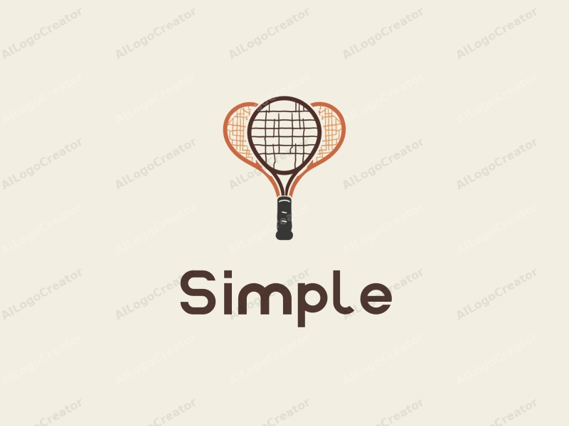 minimalist design features a stylized tennis racket and badminton racket, combined with a clean background and simple lines.