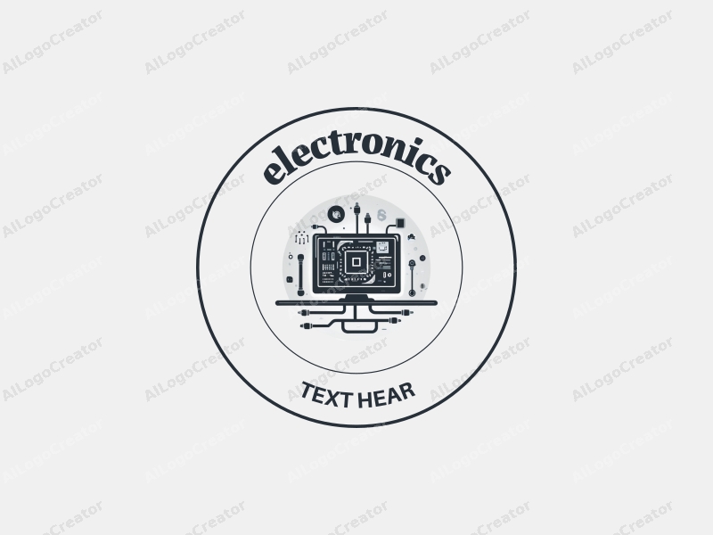 modern design features sleek electronic devices, a stylized computer silhouette, and intricate chip and circuit patterns combined with a clean silver background.