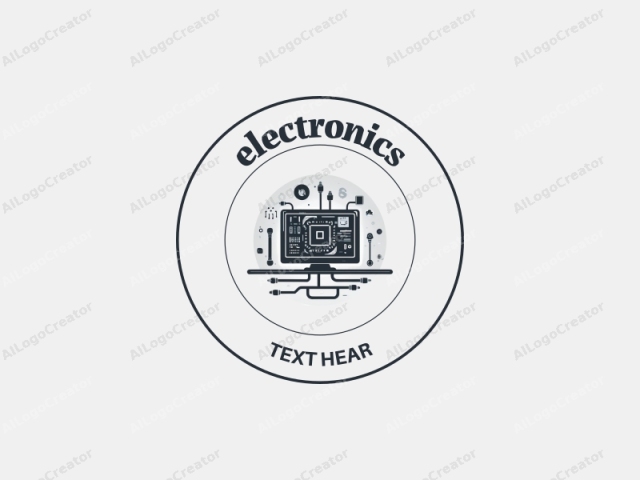 現代設計特點包括流線型電子設備、風格化的電腦剪影，以及精緻的晶片和電路圖案，結合乾淨的銀色背景。