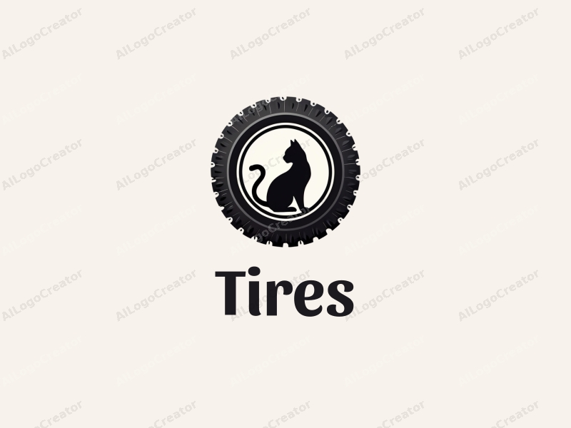 a modern design featuring a stylized tire, a sleek car silhouette, and a playful cat integrated into the composition, combined with a clean background.