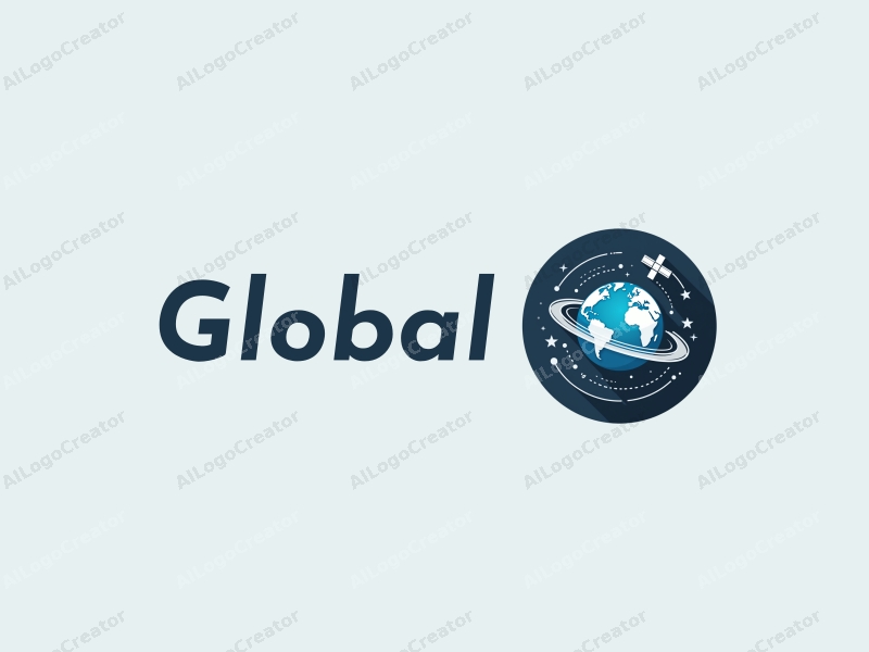 modern minimalist design features a stylized earth, interconnected network lines, a sleek satellite, and flowing data streams combined with a clean background.