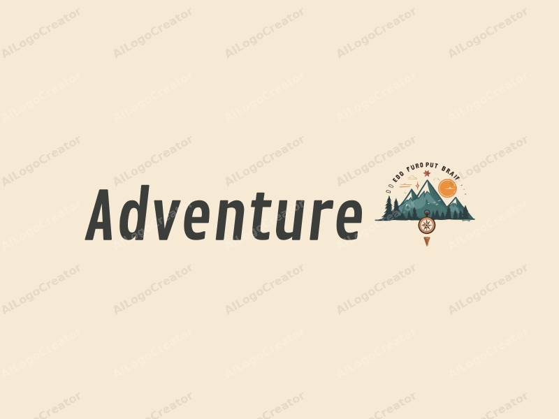 playful design features stylized mountains, a whimsical compass, and adventure elements combined with a clean background.