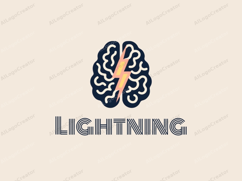 geometric design features stylized lightning bolts and electric currents, symbolizing psychology and synergy, combined with a clean background.