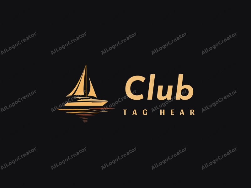 a modern minimalist design featuring a stylized sailboat and an entrance to a club, combined with a clean black background.