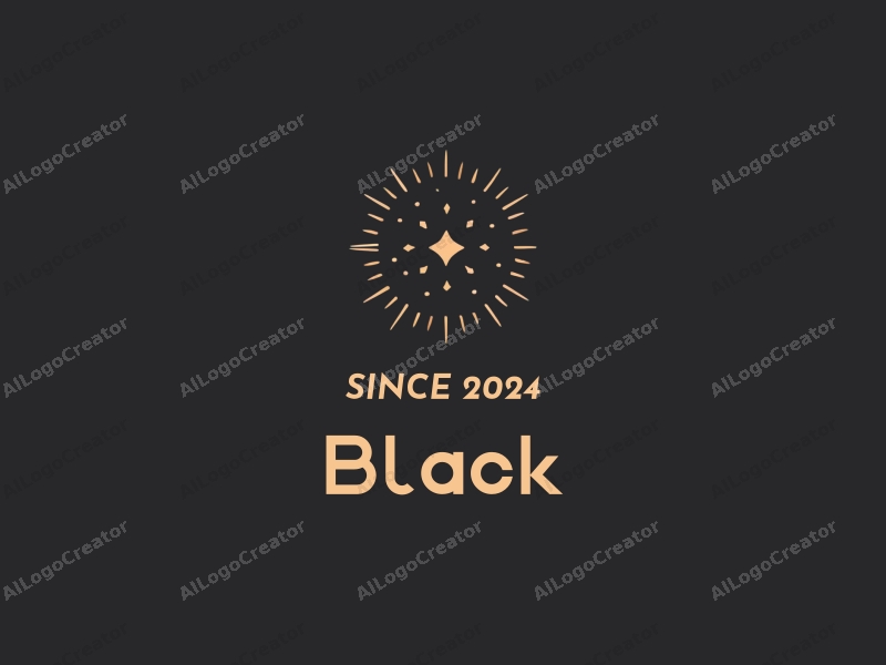 minimalist design features elegant lines, stylized stars, and a black color palette combined with a clean night background.