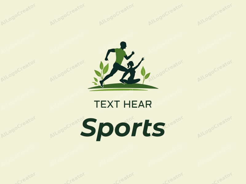 a modern design featuring dynamic silhouettes of a runner and a person in a yoga pose, combined with green elements representing health and vitality, set against a clean and simple background.