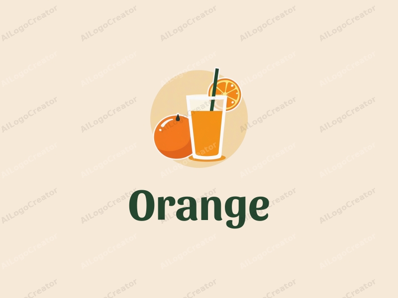 playful design features a stylized orange and a juice glass, combined with a clean background and a vibrant orange color scheme.