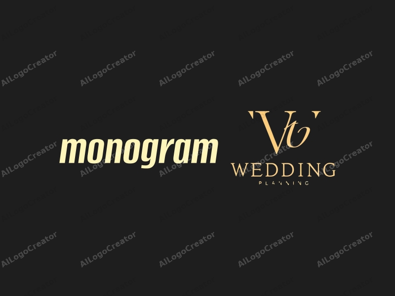 a modern minimalist design featuring stylized letters and elements representing wedding planning, combined with a clean black background.