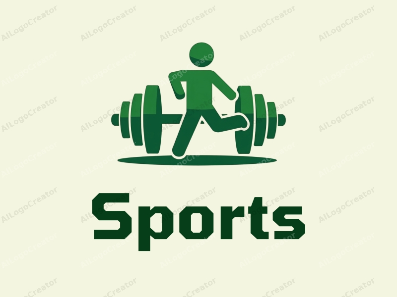 a modern design featuring a stylized dumbbell and a running figure, combined with a clean background and a vibrant green color scheme.