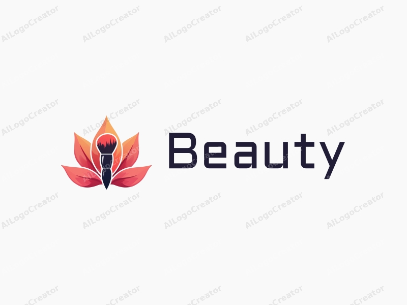 modern design features elegant petals, a stylized makeup brush, and a vibrant color palette combined with a clean background.