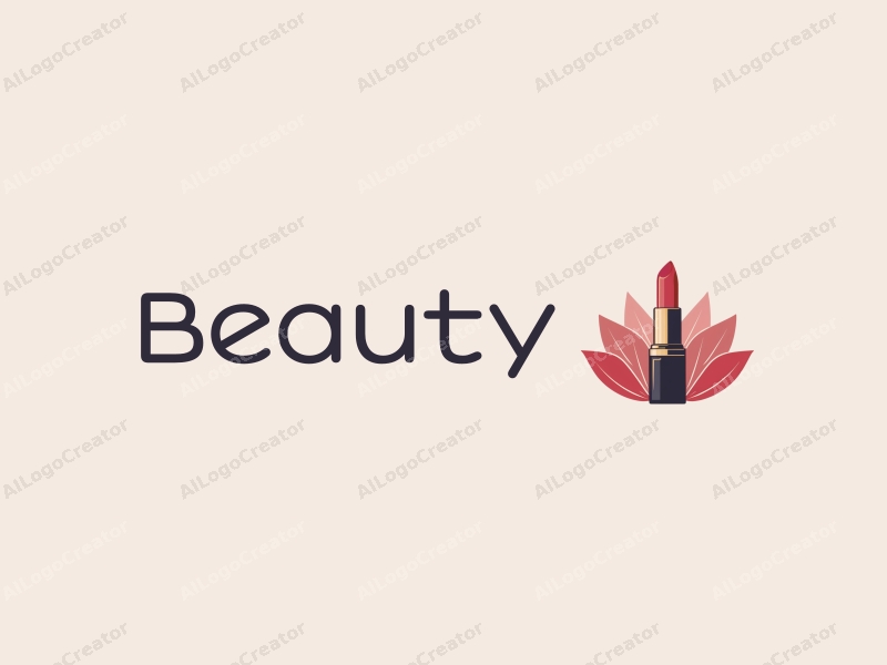 a modern design featuring elegant petals and a stylized lipstick, combined with a clean background and a focus on beauty and makeup elements.