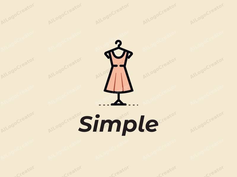 minimalist design features a stylized dress and hanger, combined with a clean background and a simple, elegant composition.