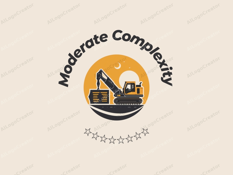 modern design features a stylized crane and toolbox, combined with a fine detailing approach and a clean background.