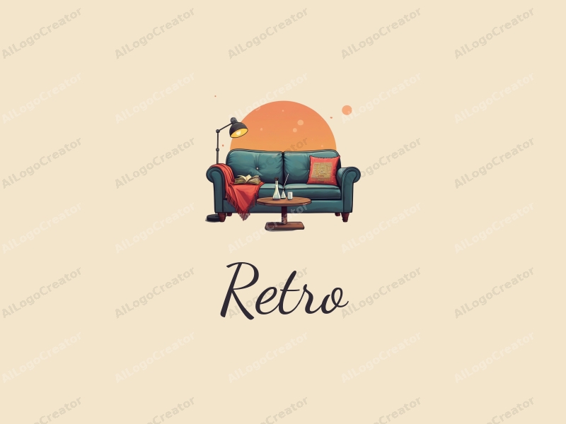 vintage design features a retro sofa, a retro poster, scientific instruments, and vintage books combined with a clean background.