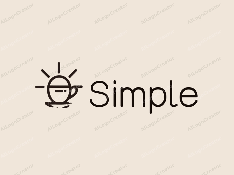 minimalist design features a stylized sun and a coffee cup, combined with a clean background and simple lines.