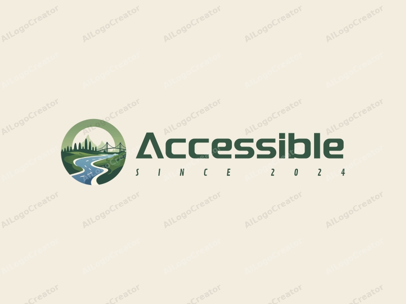 modern design features accessibility elements, stylized bridges, and green spaces combined with a clean background.