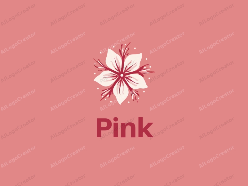 minimalist design features delicate cherry blossoms with petals, integrated with a stylized lightning bolt, combined with a clean background.