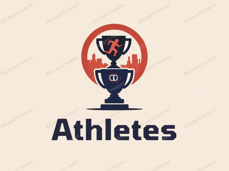 modern design features a dynamic athlete in motion, a stylized trophy, and a running theme combined with a clean background.