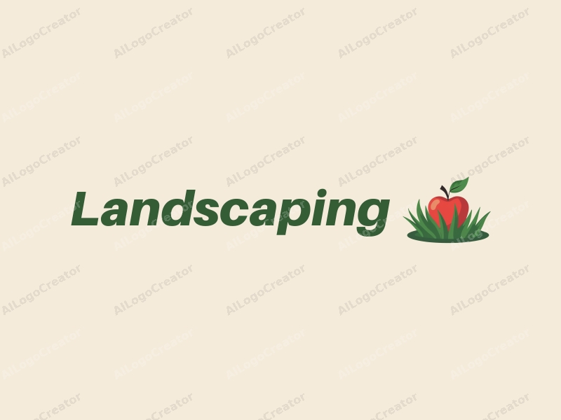 modern design features a stylized lawn and garden with an apple and leaves, combined with a clean background.