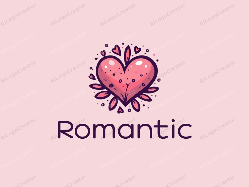 playful design features romantic elements like petals and heart shapes, combined with a clean background in pink and purple tones.