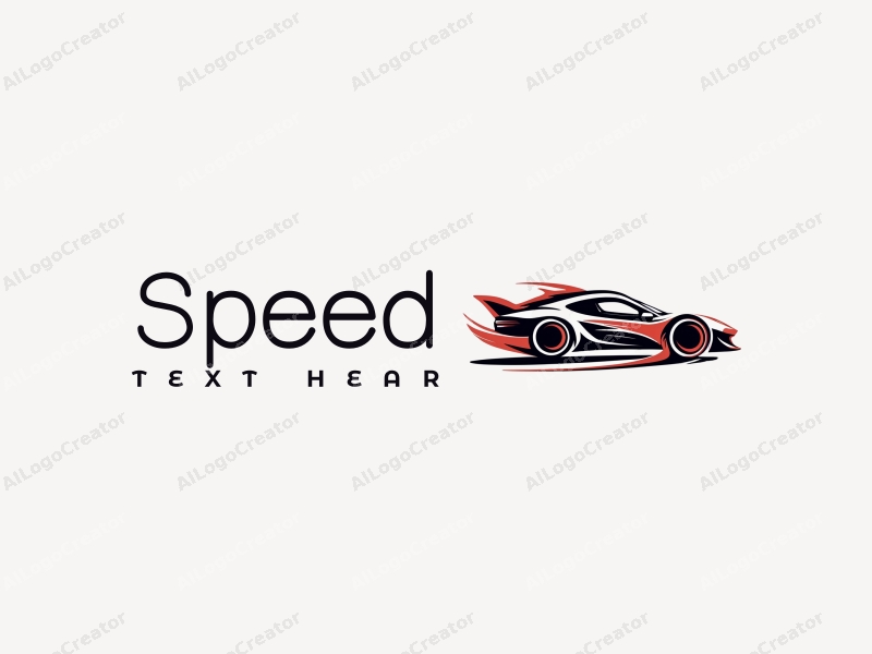 a modern design featuring dynamic lines representing speed, a stylized racing car silhouette, and an abstract engine shape, combined with a clean background.