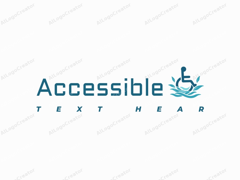 modern design features accessibility elements, a stylized wheelchair, flowing water waves, and a harmonious composition combined with a clean background.