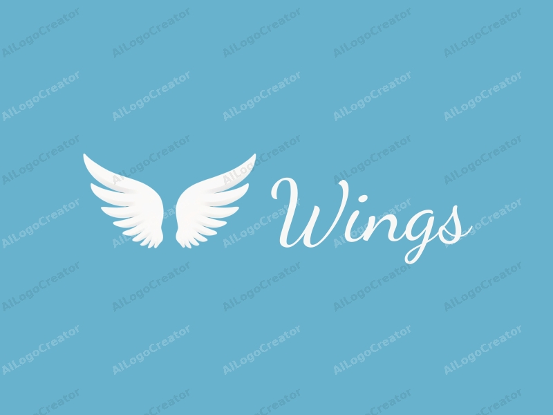 playful design features stylized wings in flight, symbolizing dreams and freedom, combined with a clean blue background.