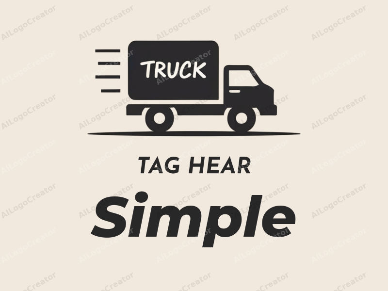 minimalist design features a stylized truck silhouette and a clean box shape, combined with a simple and clean background.