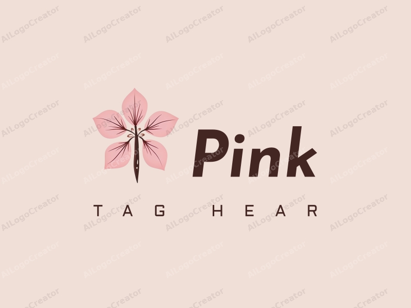 minimalist design features delicate cherry blossoms with soft pink petals, a stylized paintbrush, and a clean background that emphasizes simplicity and elegance.