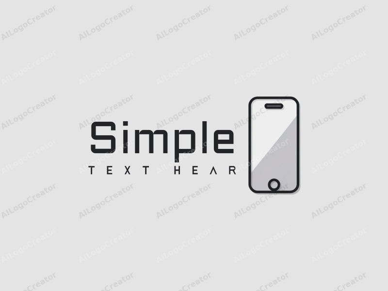 minimalist design features a stylized smartphone silhouette, clean lines, and a simple composition combined with a white and gray background.