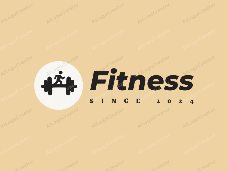 a modern design featuring a stylized dumbbell and a dynamic running figure, combined with a clean background and a harmonious layout.