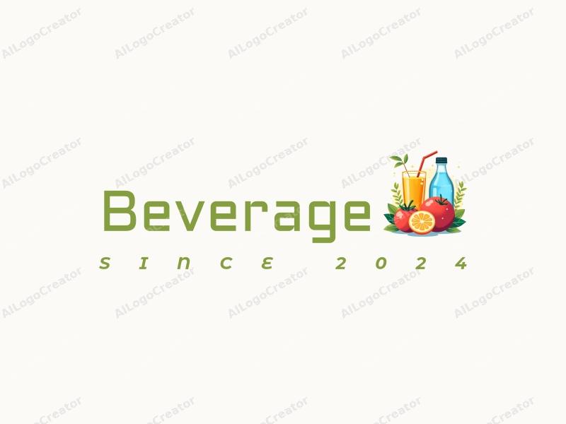 a modern design featuring vibrant juice and sparkling water elements, incorporating a playful and colorful approach combined with a clean background.