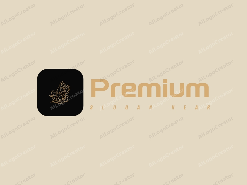 a minimalist design featuring elegant gold accents, a stylized representation of luxury food or beauty products, combined with a clean black background and a sophisticated layout.