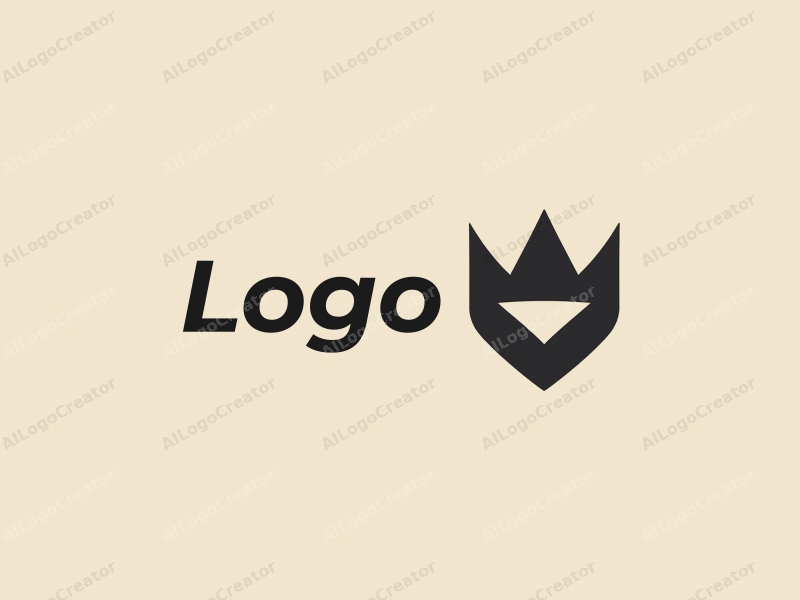 modern design features a stylized crown and shield, incorporating a minimalist approach combined with a clean background.