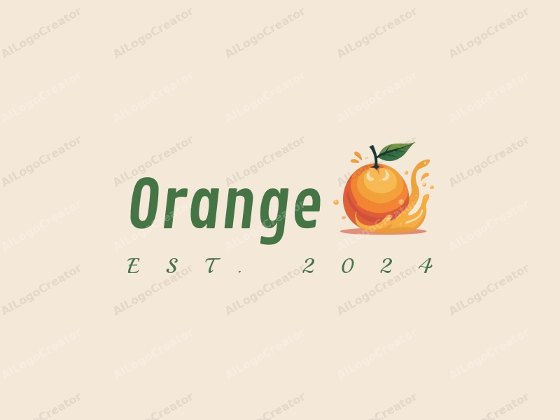 playful design features a stylized orange and a splash of juice, combined with a clean background and simple shapes.