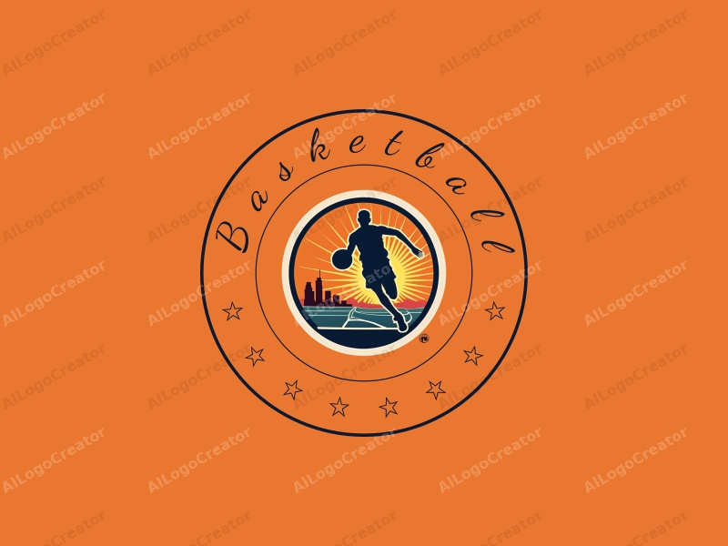 playful design features a dynamic basketball silhouette, an energetic athlete in motion, and a stylized court background combined with a clean and vibrant layout.