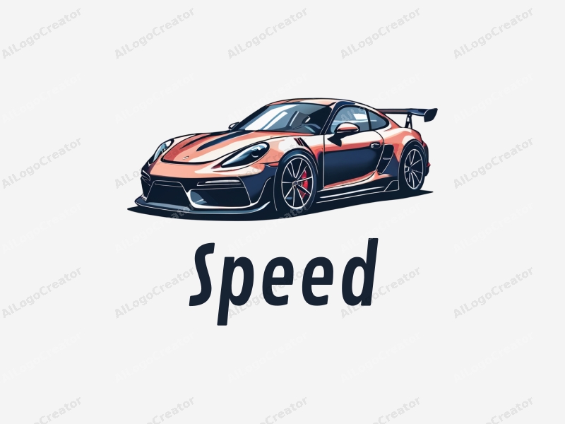 a modern design featuring dynamic lines representing speed, a stylized racing car silhouette, and an abstract engine shape, combined with a clean background.