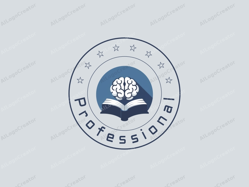 modern design features a stylized brain and open books, incorporating professional and certification elements with a clean background in blue and gray tones.