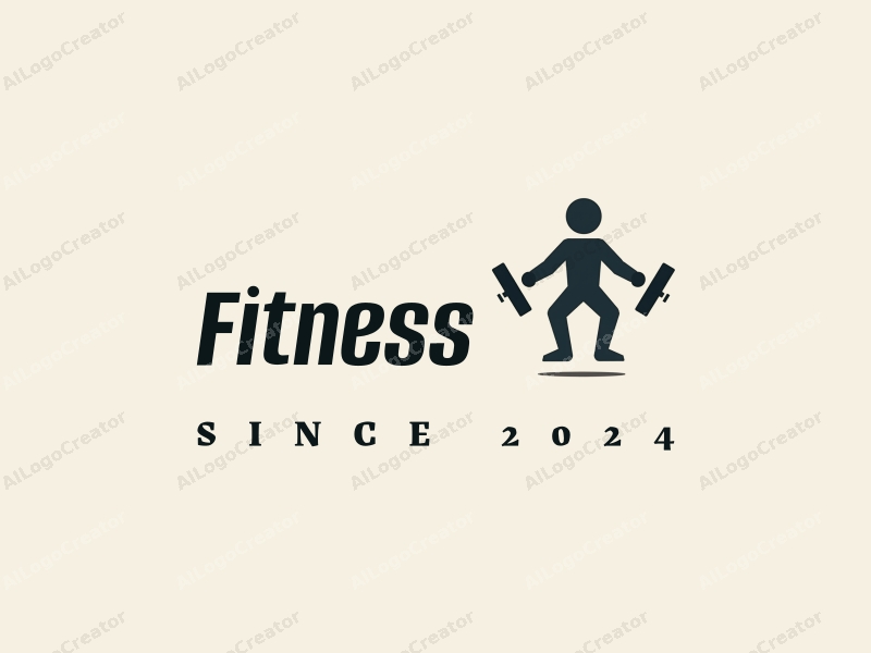 minimalist design features dynamic human figures in motion, stylized dumbbells, and a modern design approach combined with a clean background.